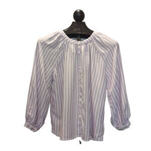 Beach Lunch Lounge Purple Stripe Top Size Small Balloon Sleeve